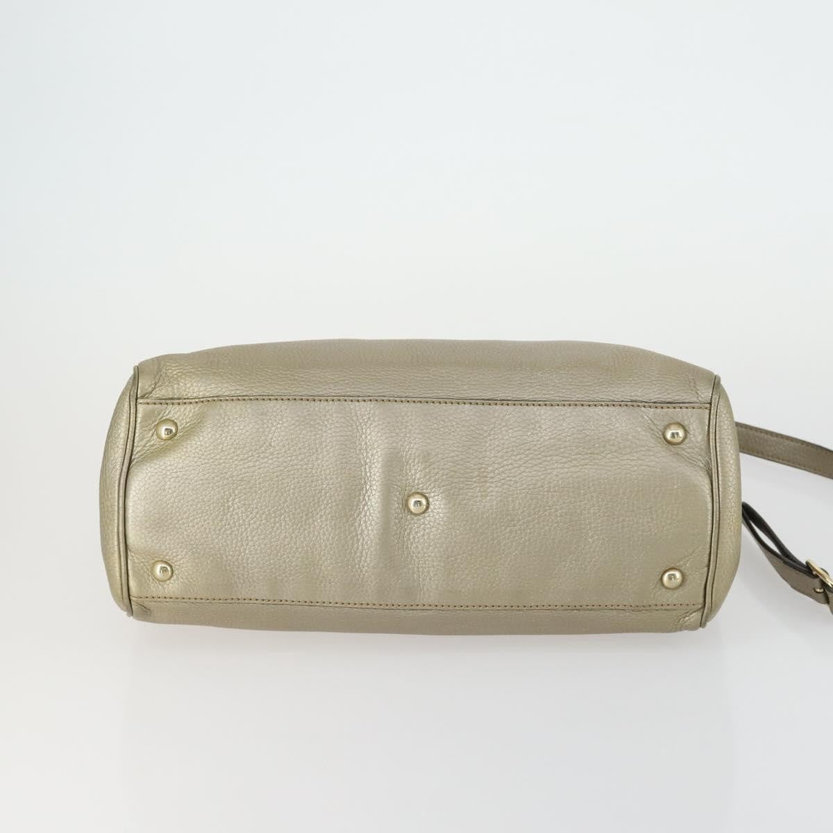 Gucci GUCCI Bamboo Hand Bag Leather 2way Beige Gold 323660 Authentic ka1163