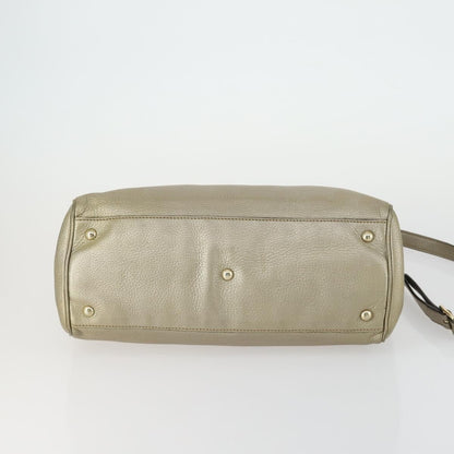 Gucci GUCCI Bamboo Hand Bag Leather 2way Beige Gold 323660 Authentic ka1163