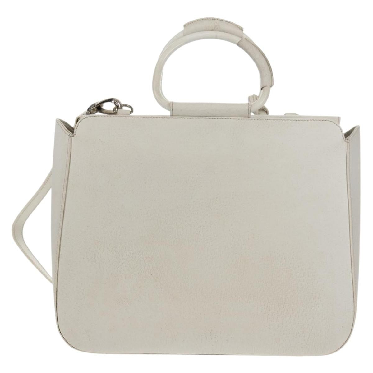 Gucci GUCCI Hand Bag Leather 2way White Silver 000 2058 0307 5 Authentic bs31539