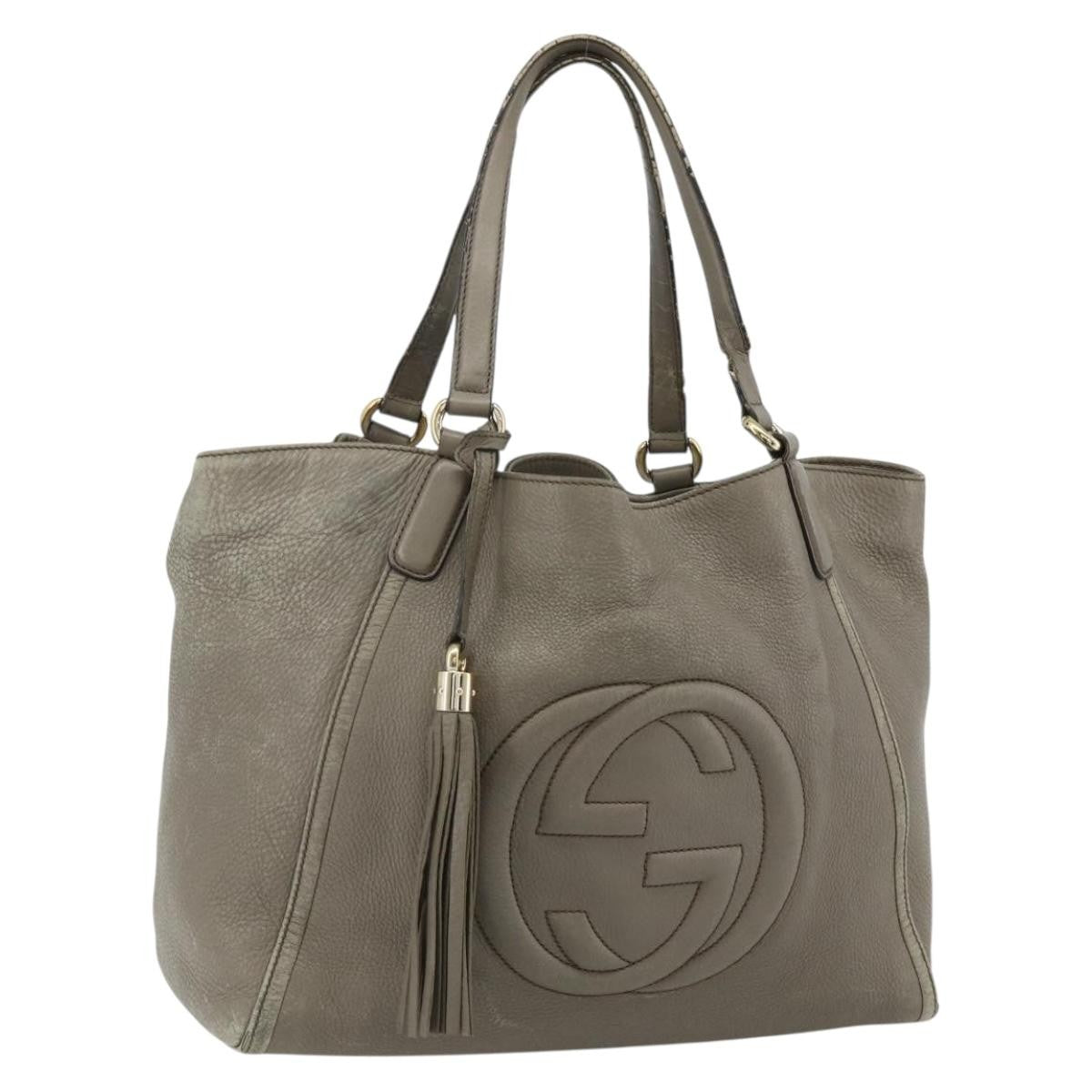 Gucci GUCCI Soho Hand Bag Leather Gray Gold 282309 Authentic 178647