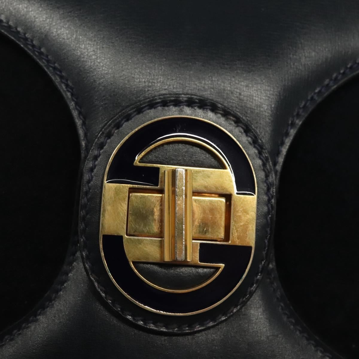 Gucci GUCCI Shoulder Bag Suede Navy Gold Authentic ep10549