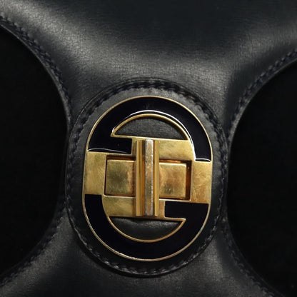 Gucci GUCCI Shoulder Bag Suede Navy Gold Authentic ep10549