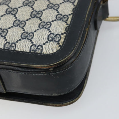 Gucci GUCCI GG Supreme Sherry Line Shoulder Bag PVC Navy Gold Authentic 160298