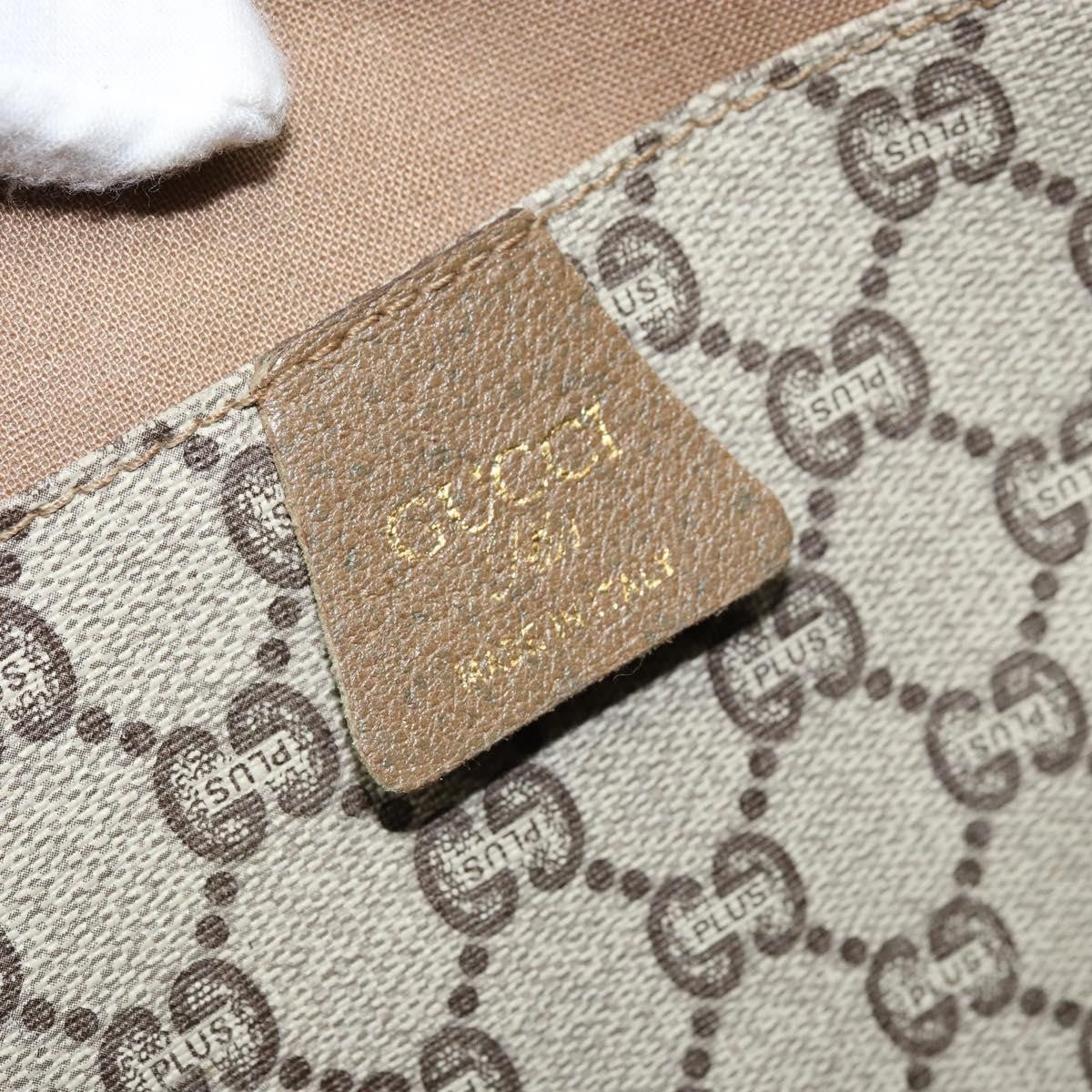 Gucci GUCCI GG Plus Supreme Web Sherry Line Tote Bag PVC Beige Gold Authentic ep13405