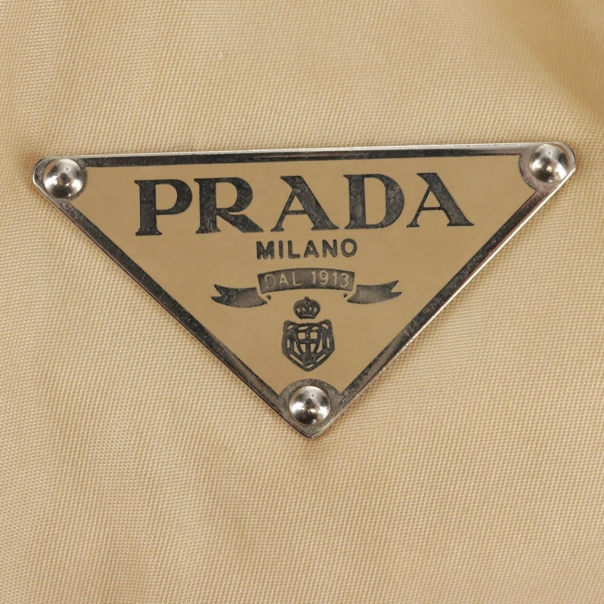 Prada PRADA Chain Shoulder Bag Nylon Beige Silver Authentic 160872