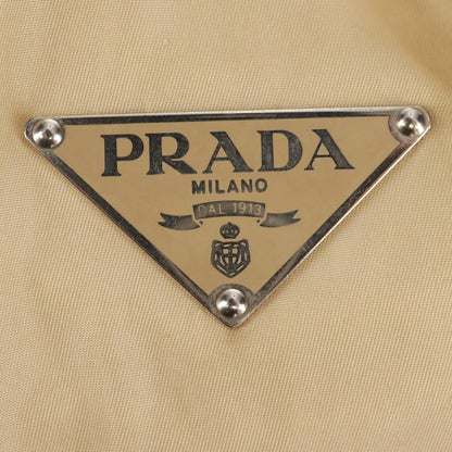 Prada PRADA Chain Shoulder Bag Nylon Beige Silver Authentic 160872