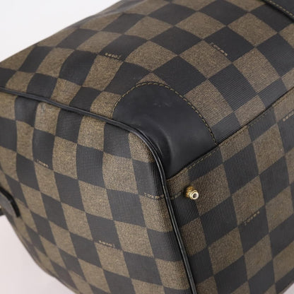 Fendi FENDI Pecan Canvas Boston Bag PVC 2way Black Brown Authentic 141408