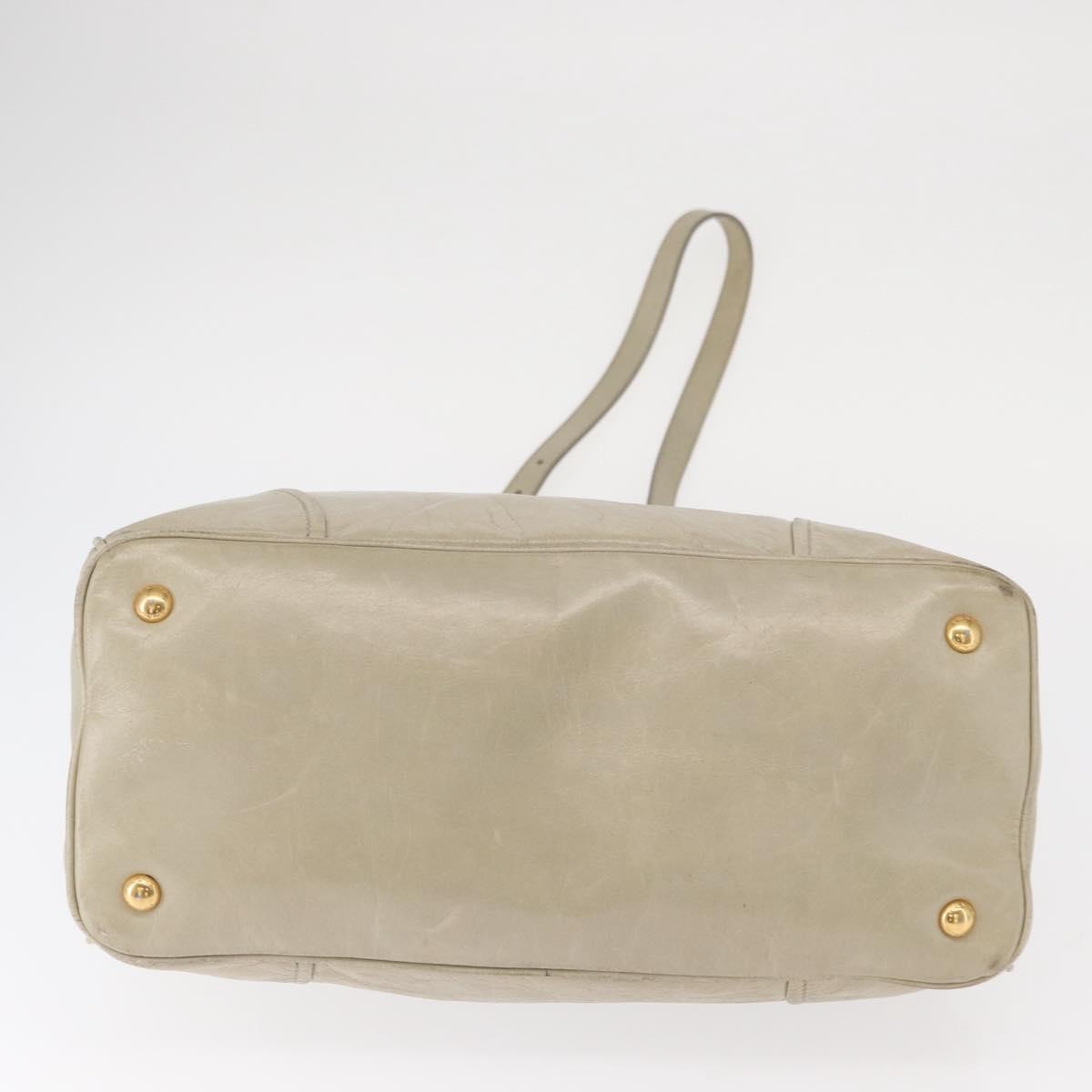 Prada PRADA Hand Bag Leather 2way Beige Gold Authentic ka1369