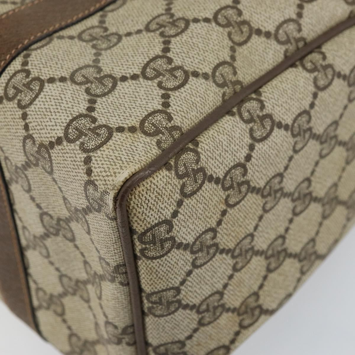 Gucci GUCCI GG Supreme Web Sherry Line Boston Bag PVC Beige Gold 010 378 Authentic 159328