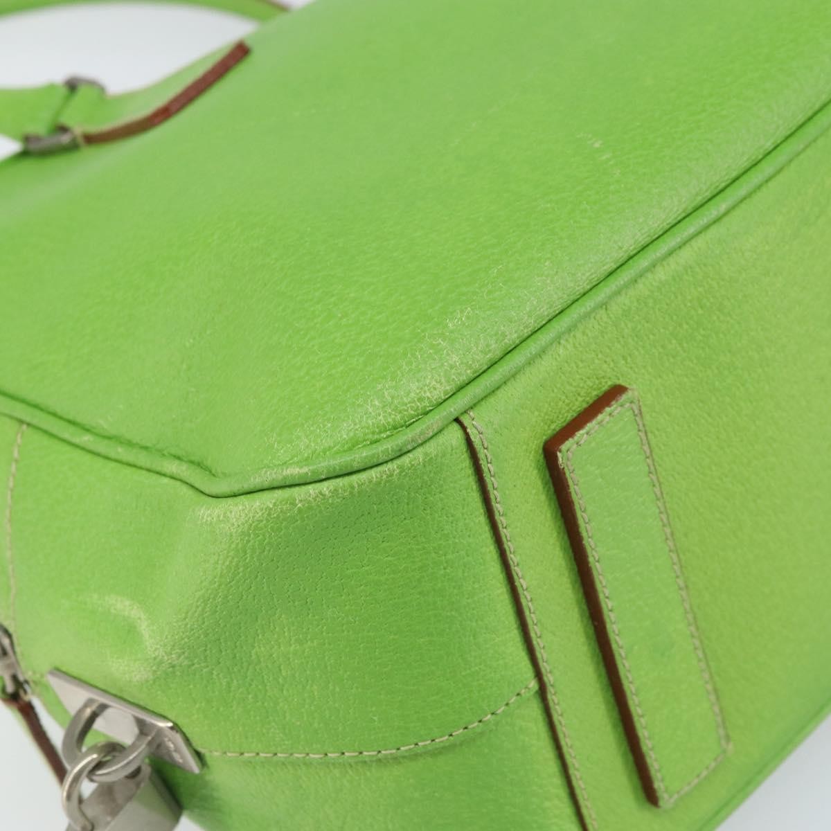 Prada PRADA Hand Bag Leather Silver Light green Authentic 172031