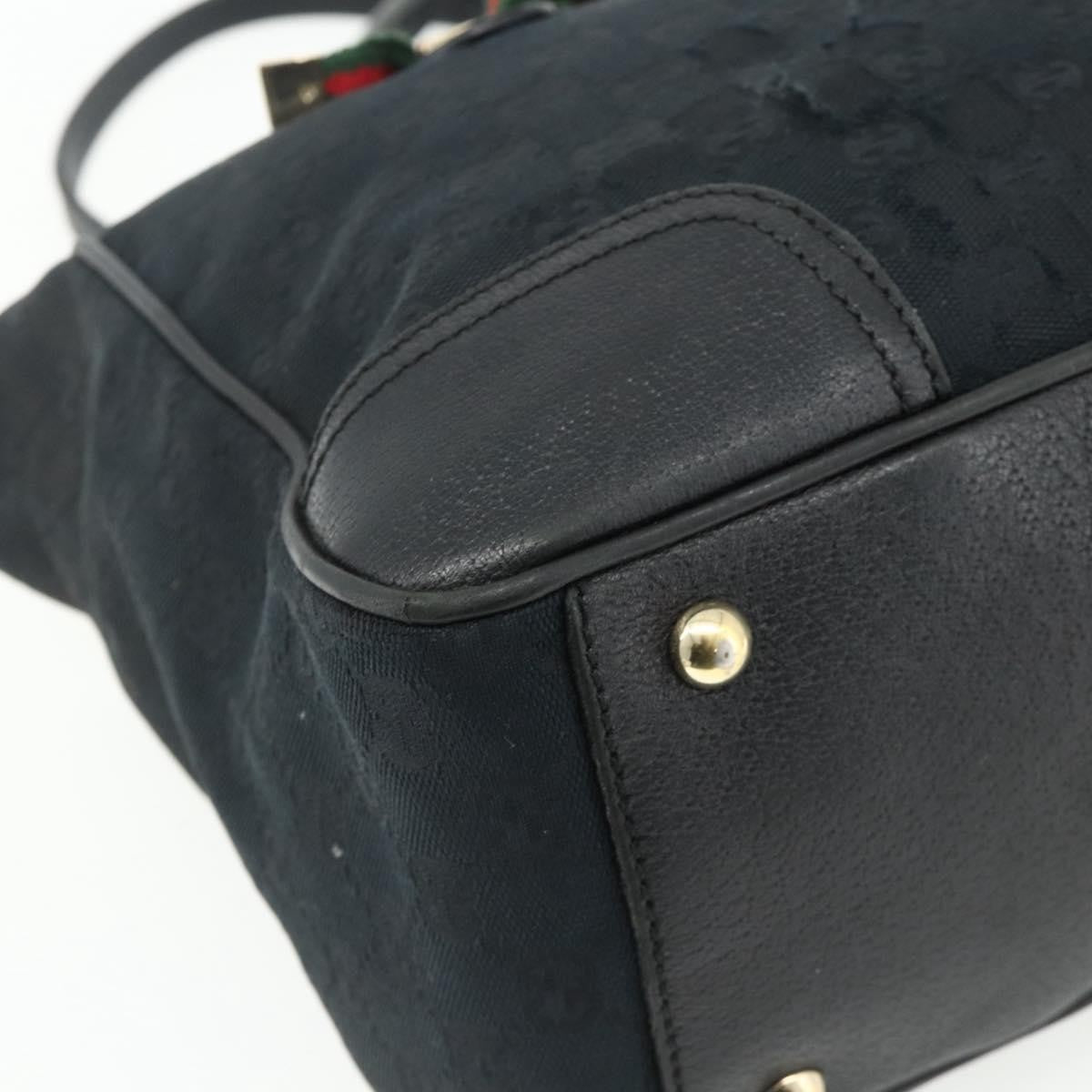 Gucci GUCCI GG Canvas Web Sherry Line Hand Bag Black Gold Red 177052 Authentic mr2358