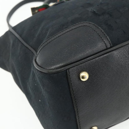 Gucci GUCCI GG Canvas Web Sherry Line Hand Bag Black Gold Red 177052 Authentic mr2358