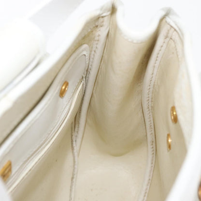 Dior Christian Dior Shoulder Bag Leather White Gold Authentic 176489