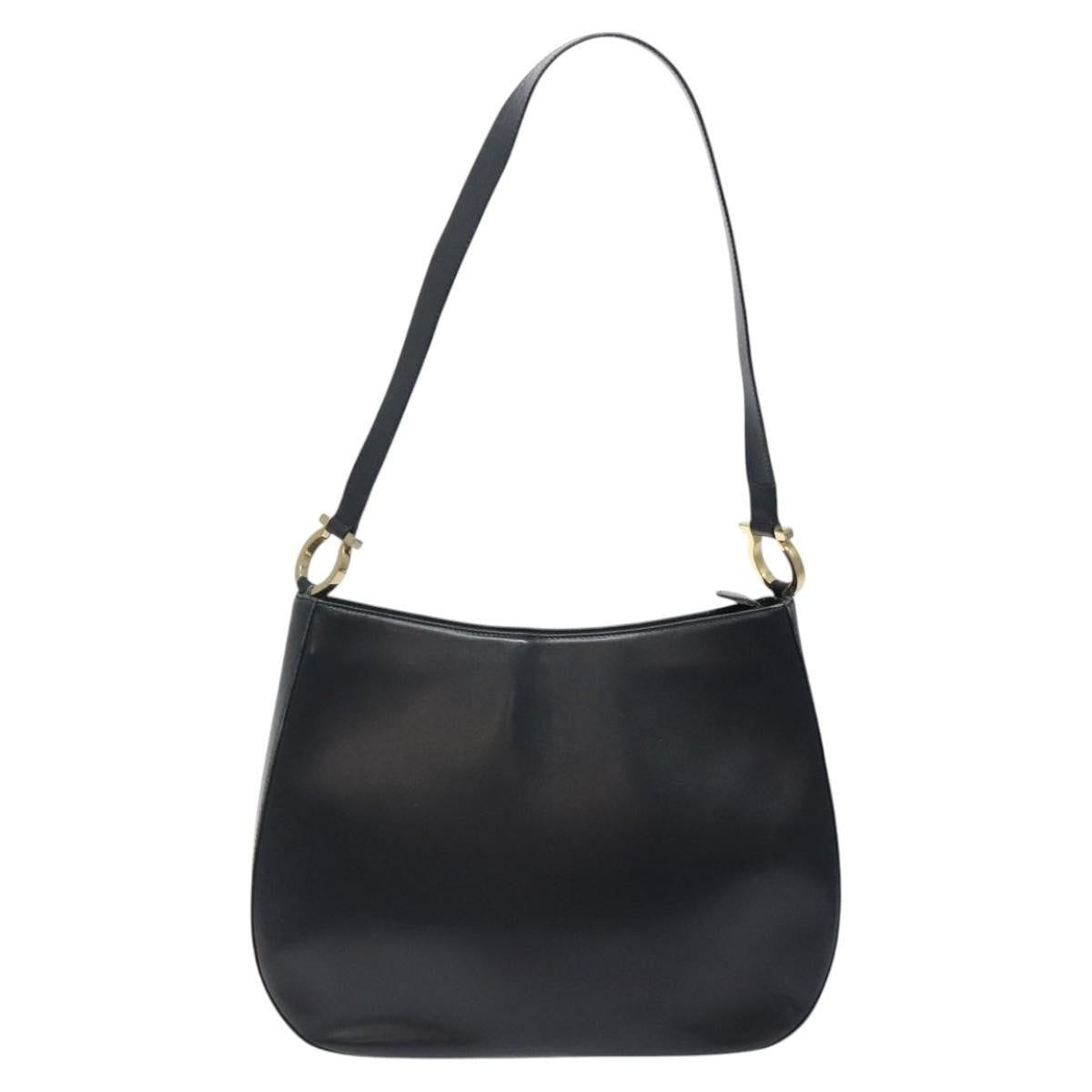Salvatore Ferragamo Salvatore Ferragamo Shoulder Bag Leather Black Gold Authentic bs25932