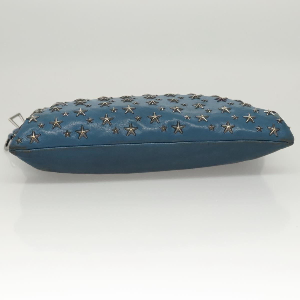 Jimmy Choo Jimmy Choo Studs Clutch Bag Leather Blue Silver Authentic BA2456