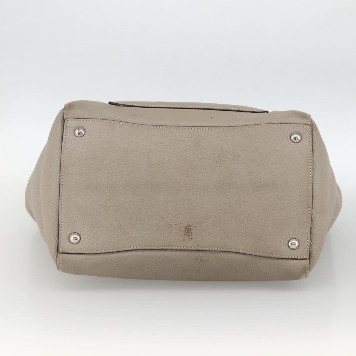 Prada PRADA Tote Bag Leather Gray Silver Authentic ka3597