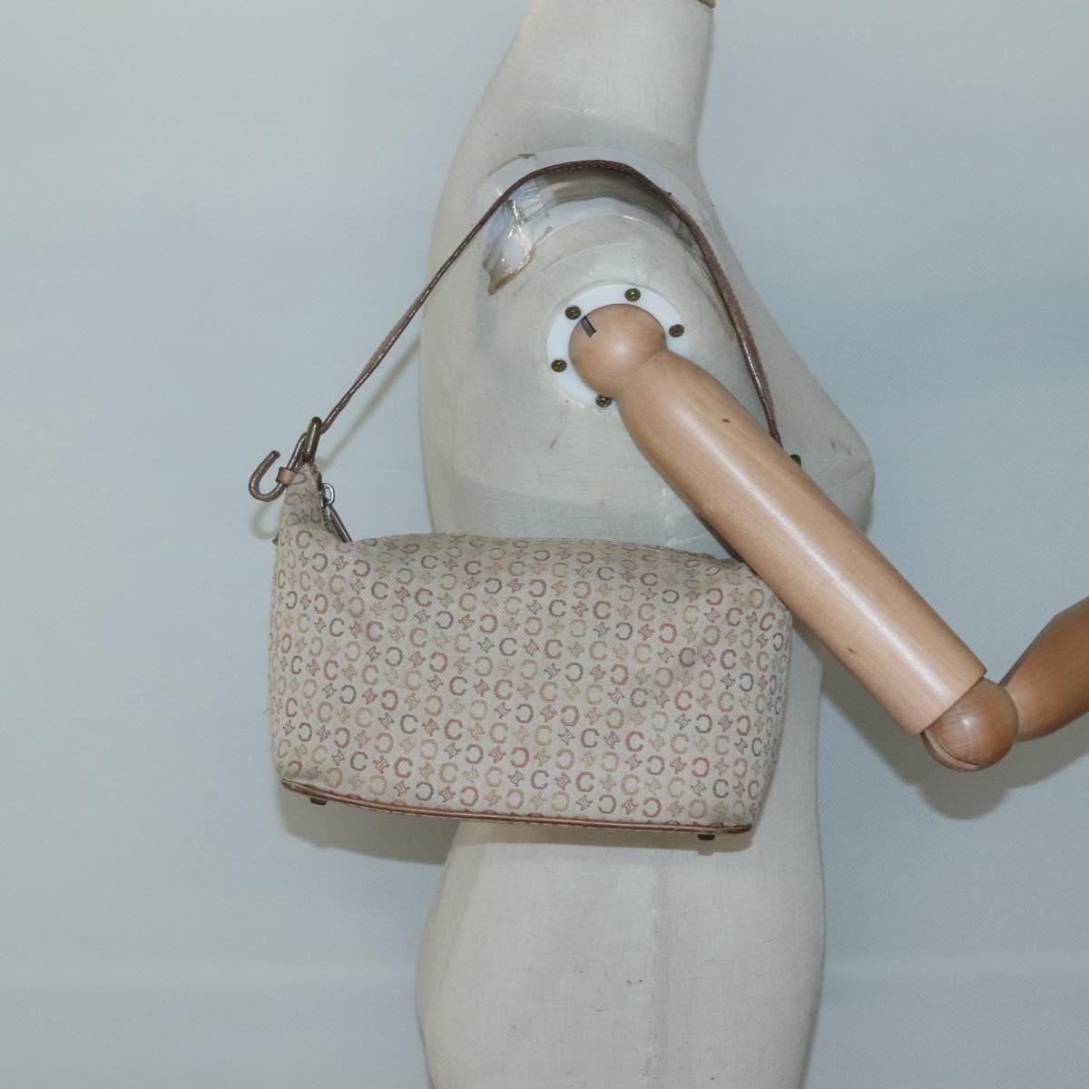 Celine CELINE C Macadam Canvas Shoulder Bag Beige Authentic bs28954