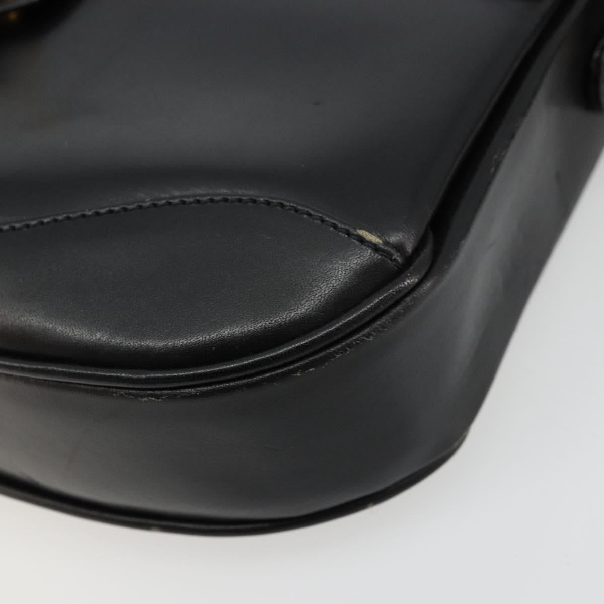 Gucci GUCCI Shoulder Bag Leather Black Gold Authentic 177992