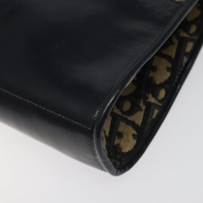Dior Christian Dior Trotter Canvas Hand Bag Navy Gold Authentic MX415