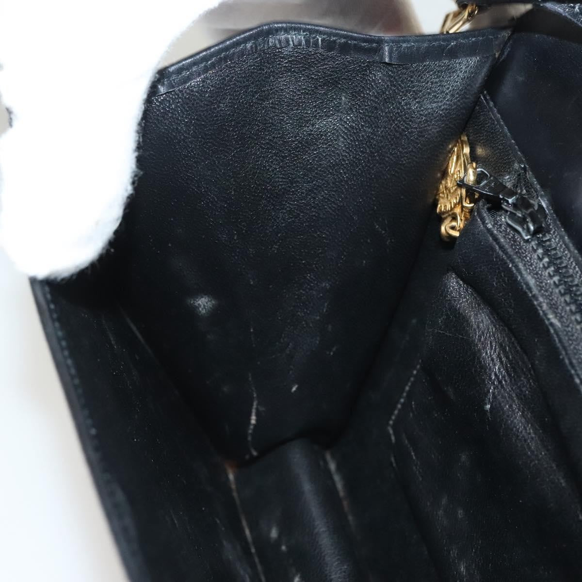 Gucci GUCCI Chain Shoulder Bag Leather Black Gold Authentic ep9431