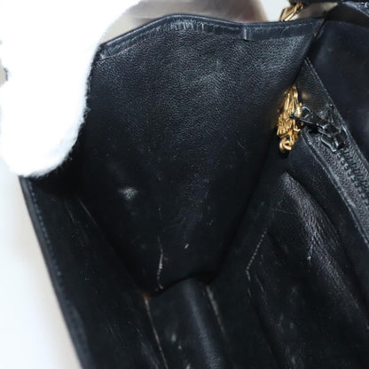 Gucci GUCCI Chain Shoulder Bag Leather Black Gold Authentic ep9431
