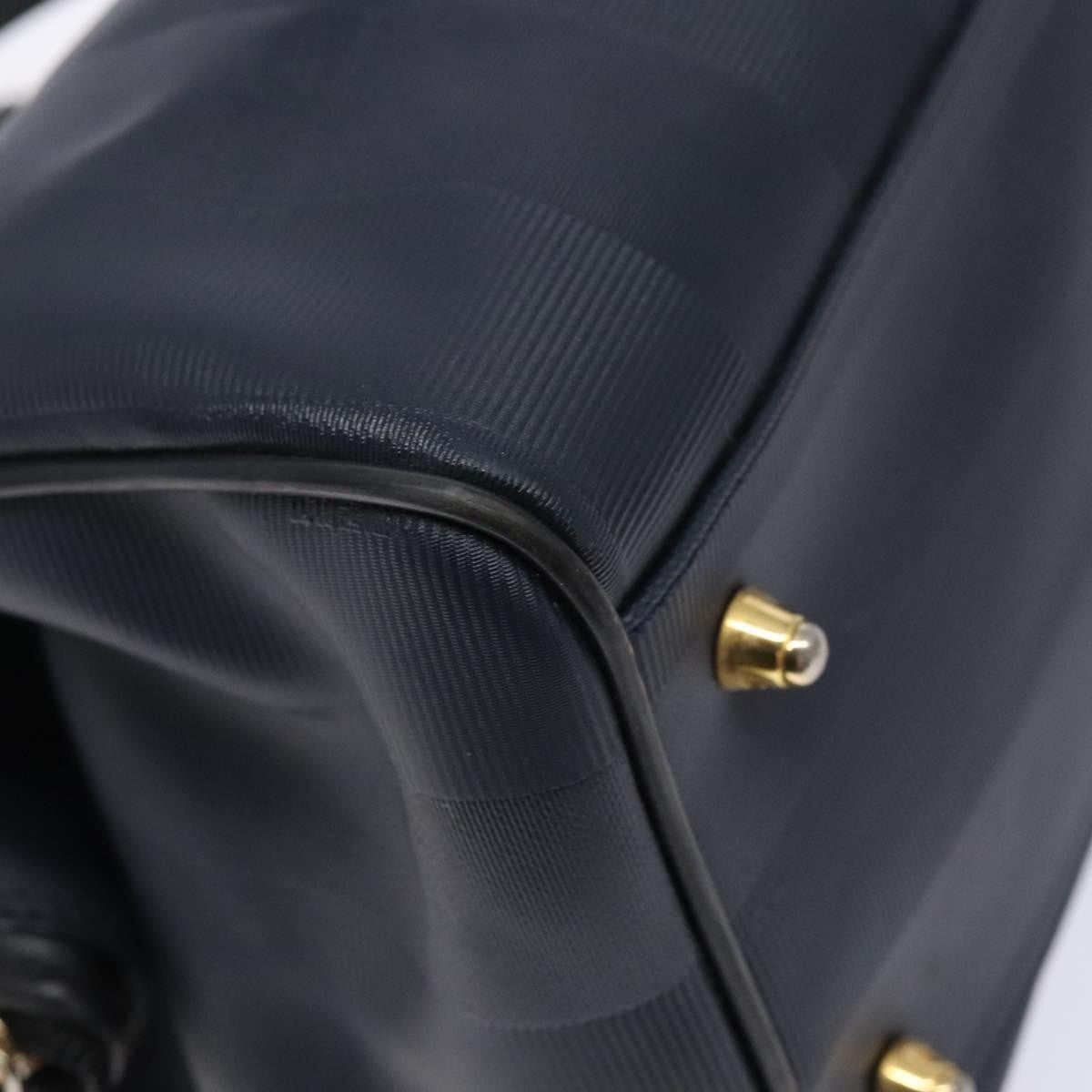 Fendi FENDI Pecan Canvas Hand Bag Navy Gold Authentic ep10858