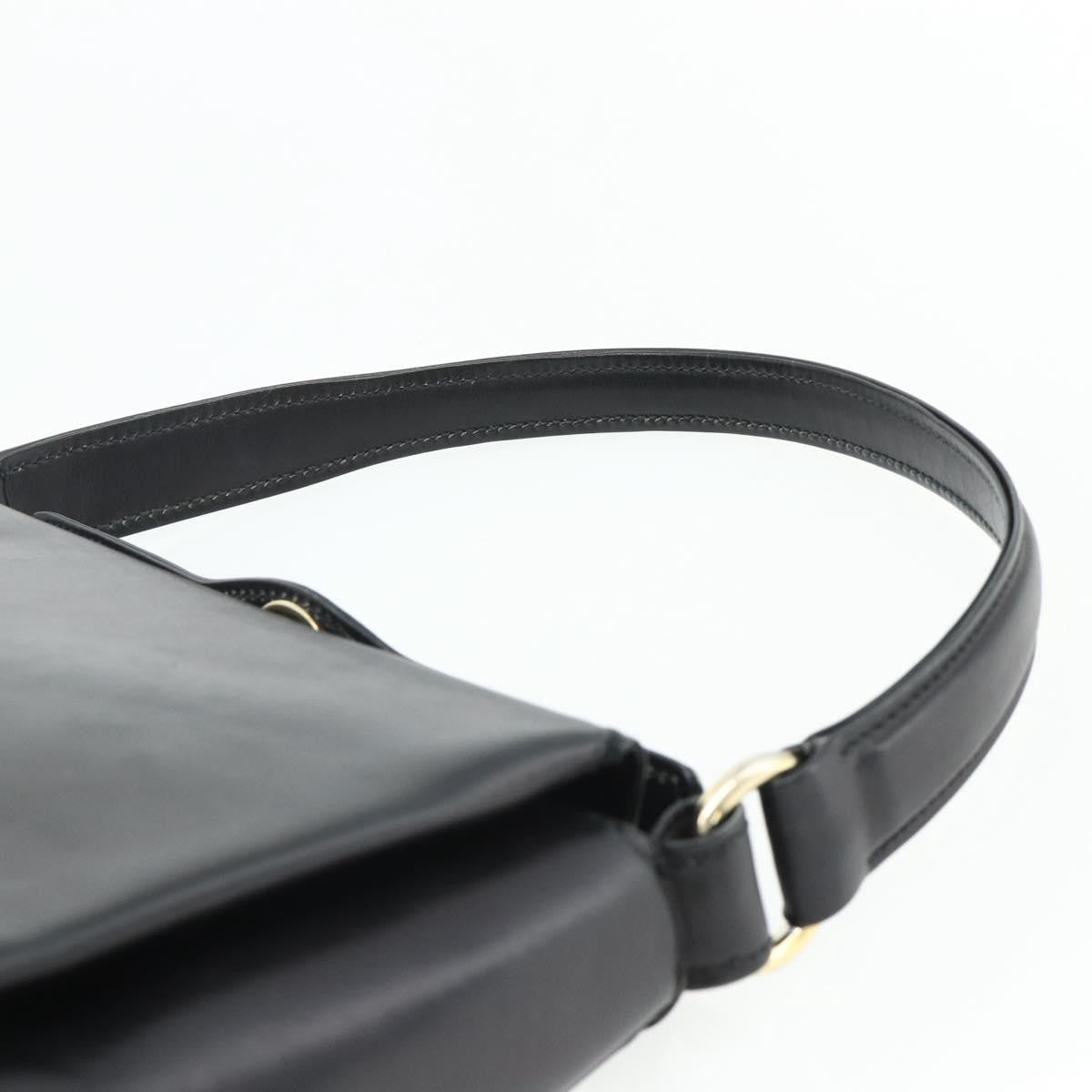 Gucci GUCCI Hand Bag Leather Black Gold Authentic ka4348