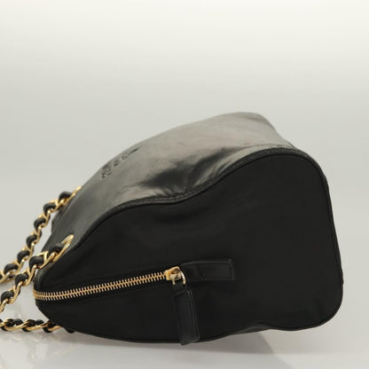 Prada PRADA Chain Shoulder Bag Leather Black Gold Authentic yk18939