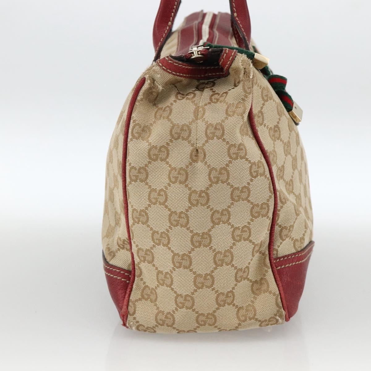 Gucci GUCCI GG Canvas Web Sherry Line Pretty Tote Bag Beige Gold 177052 Authentic fm5307