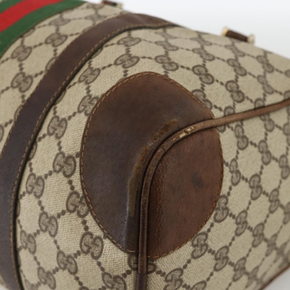Gucci GUCCI GG Supreme Web Sherry Line Hand Bag PVC Beige Gold Authentic BAZ031
