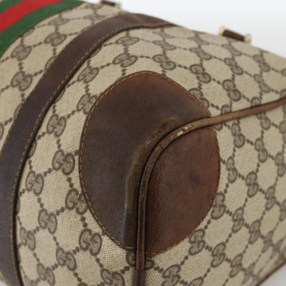 Gucci GUCCI GG Supreme Web Sherry Line Hand Bag PVC Beige Gold Authentic BAZ031