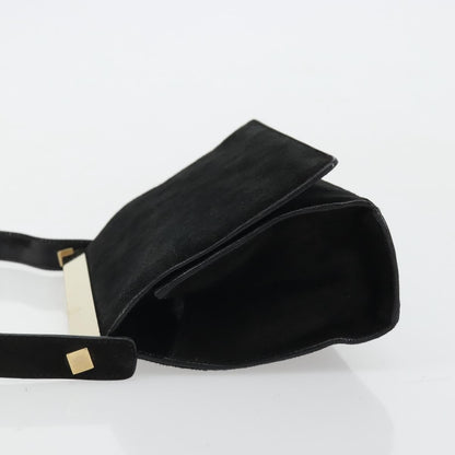 Gucci GUCCI Hand Bag Suede Black Gold 001 2058 1928 0 Authentic yk20276