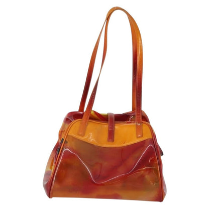 Dior Christian Dior Hand Bag Vinyl Orange Authentic 177521