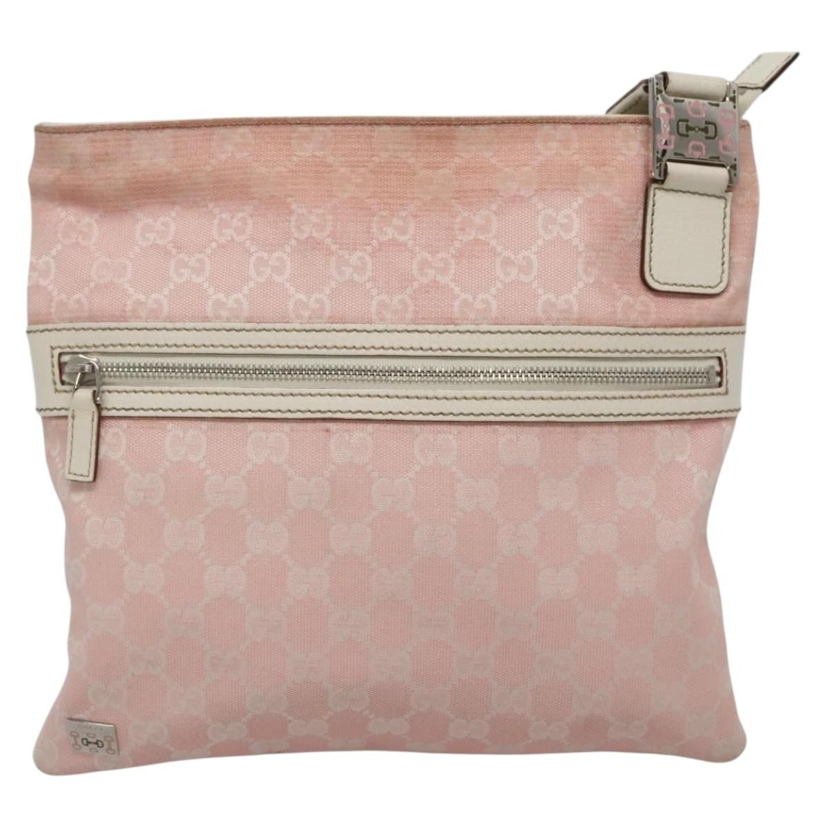 Gucci GUCCI GG Canvas Sherry Line Tote Bag Pink Silver 145809 Authentic 141943