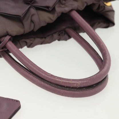 Prada PRADA Hand Bag Nylon Purple Gold Authentic 137586