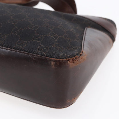 Gucci GUCCI GG Canvas Hand Bag Dark Brown Gold 73983 Authentic 151009