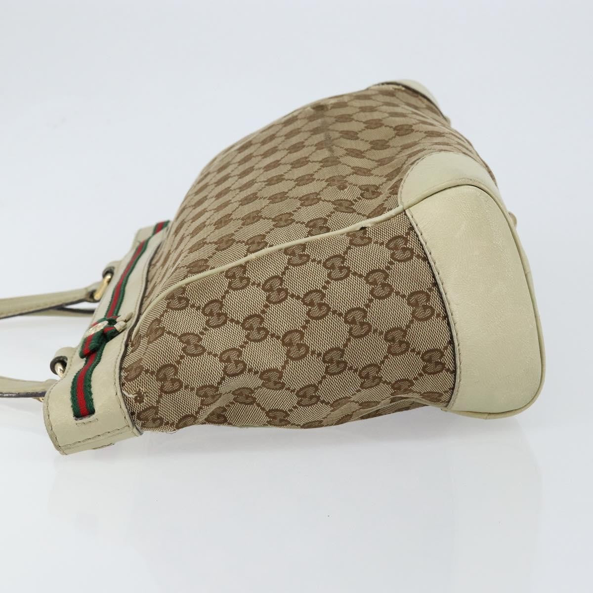 Gucci GUCCI GG Canvas Web Sherry Line Tote Bag Beige Gold 257061 Authentic gh1178