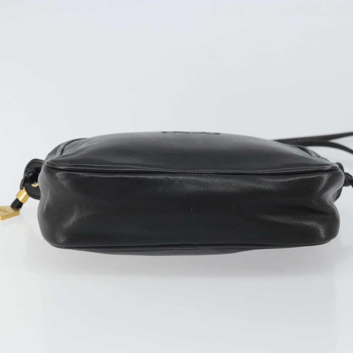 Loewe LOEWE Anagram Shoulder Bag Leather Black Gold Authentic 162165