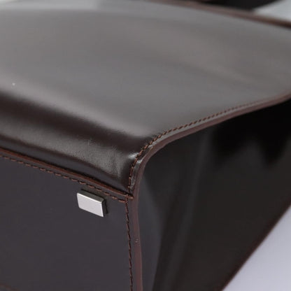 Celine CELINE Hand Bag Leather 2way Dark Brown Gold Authentic 124296