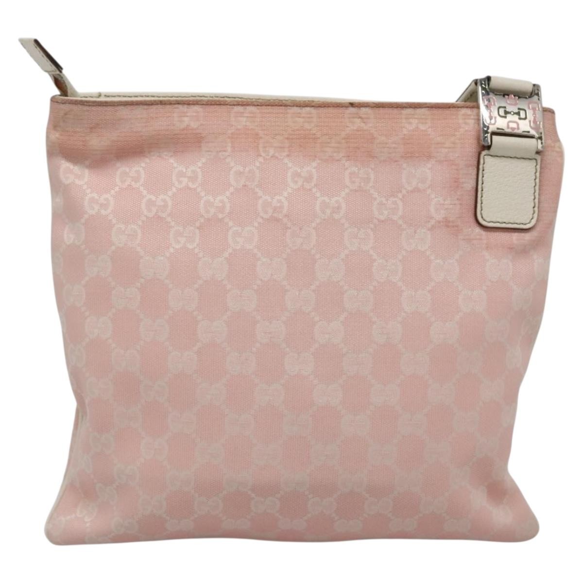 Gucci GUCCI GG Canvas Sherry Line Tote Bag Pink Silver 145809 Authentic 141943