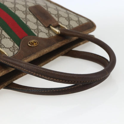 Gucci GUCCI GG Supreme Web Sherry Line Hand Bag PVC Beige Gold 010 378 Authentic 162305