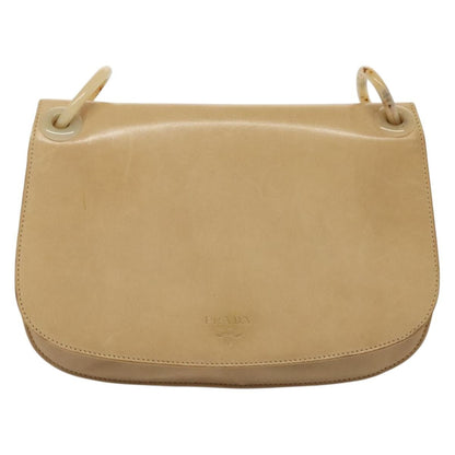 Prada PRADA Chain Shoulder Bag Leather Beige Authentic 141913