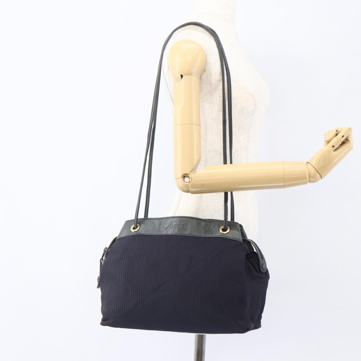 Loewe LOEWE Shoulder Bag Nylon Navy Gold Authentic 159401