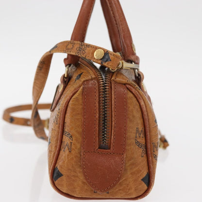 MCM MCM Vicetos Logogram Hand Bag PVC 2way Brown Gold Authentic 152390