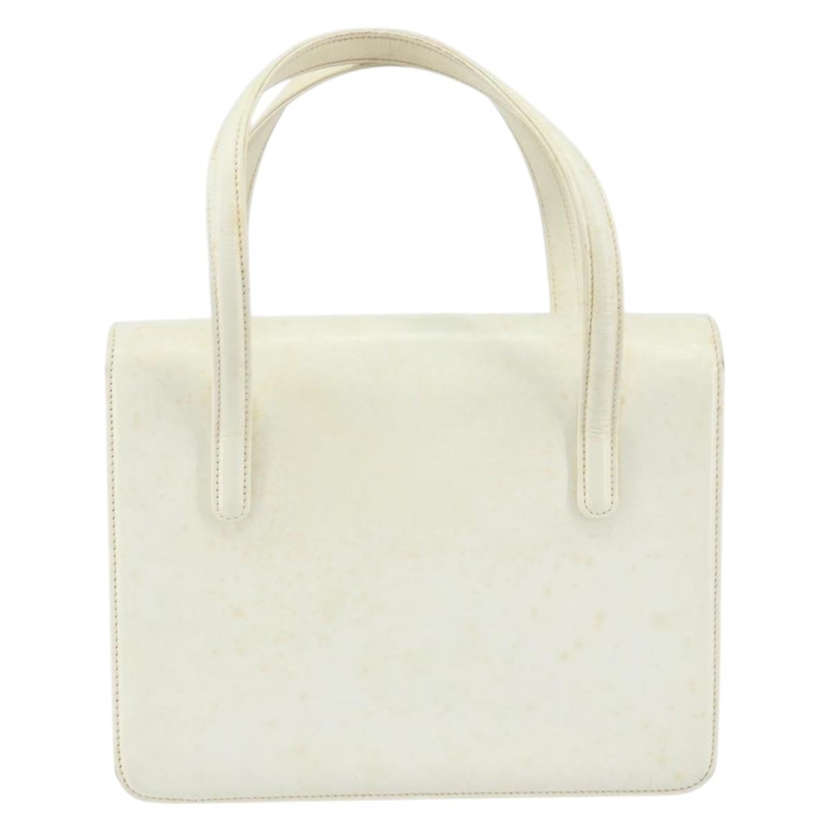 Gucci GUCCI Hand Bag Leather White Gold Authentic 154583