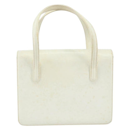 Gucci GUCCI Hand Bag Leather White Gold Authentic 154583