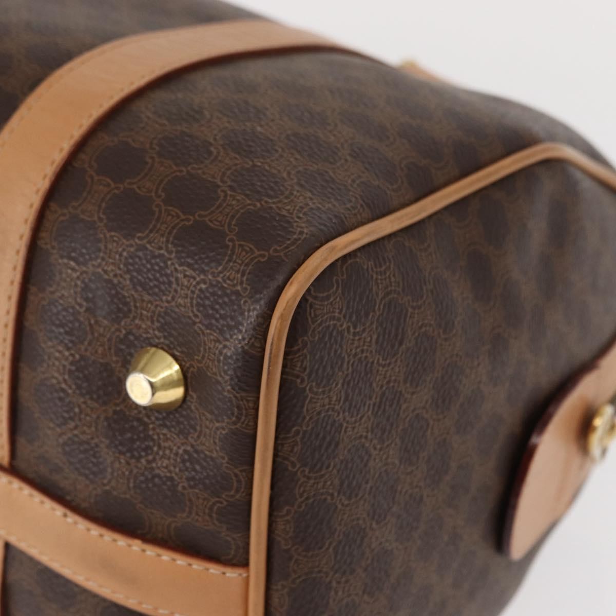Celine CELINE Macadam Canvas Boston Bag PVC Brown Gold Authentic 152724