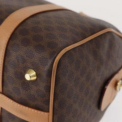 Celine CELINE Macadam Canvas Boston Bag PVC Brown Gold Authentic 152724