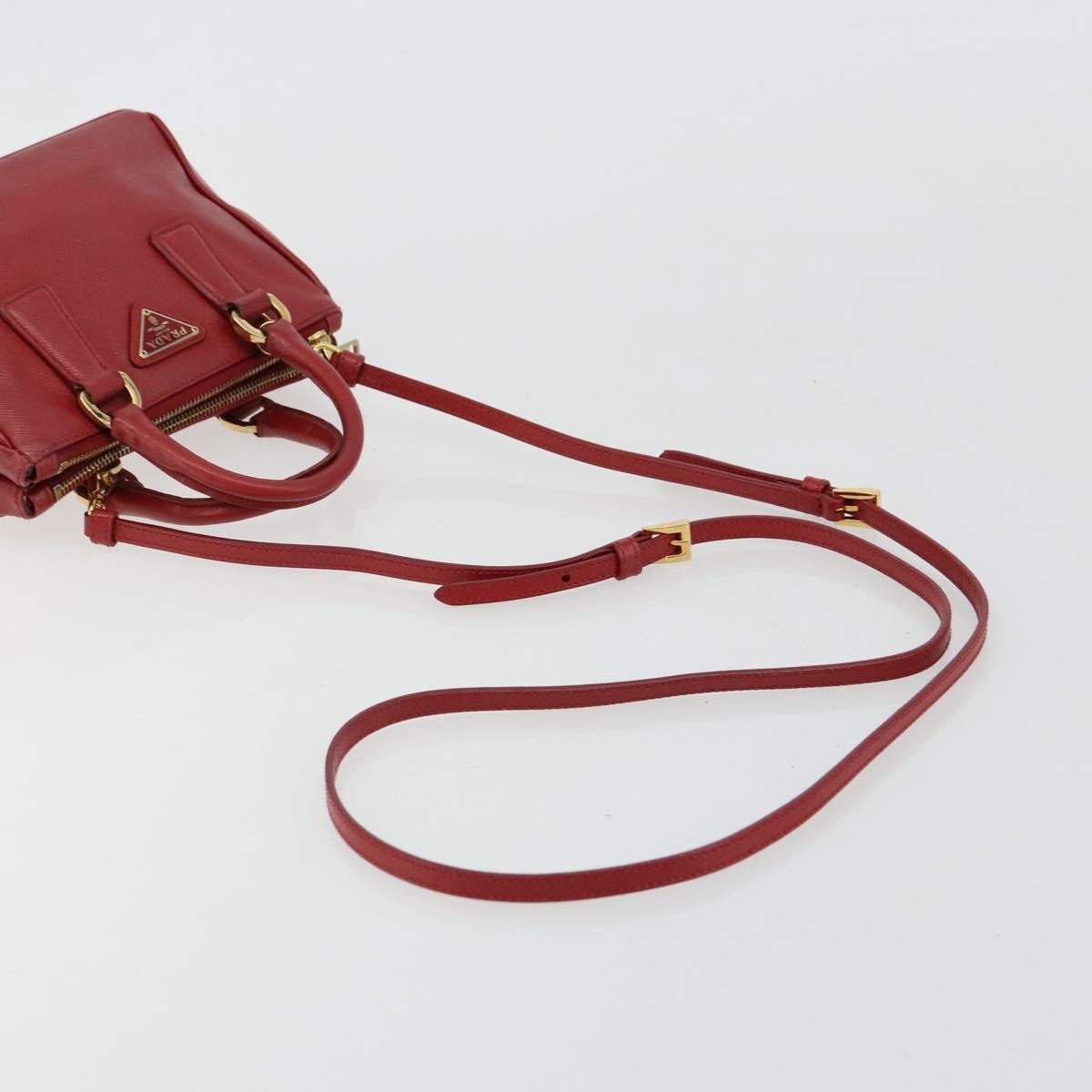 Prada PRADA Hand Bag Safiano leather 2way Red Gold Authentic 179933