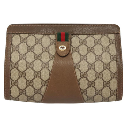 Gucci GUCCI GG Supreme Web Sherry Line Clutch Bag PVC Beige 89 01 032 Authentic 119134